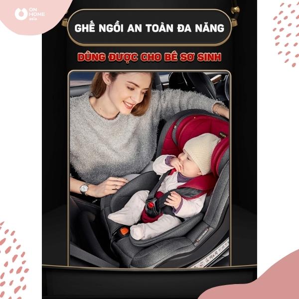 mẹ và bé trên ghế ô tô safe 360