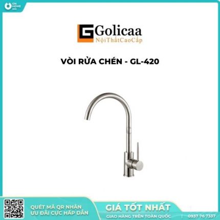 Vòi rửa chén inox Golicaa GL-420 với 2 chế độ nóng lạnh