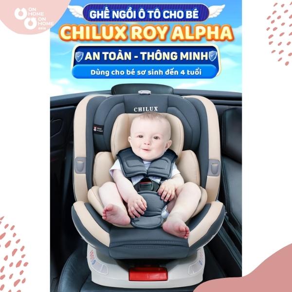 ghế ô tô roy alpha màu kem và em bé