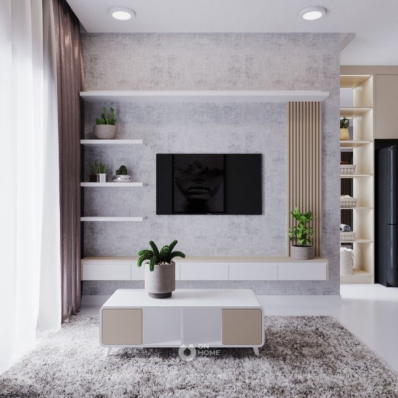 TV shelf in living room apartment