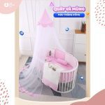 Giường Cũi Em Bé Combo 4 Kèm Nệm, Mùng, Quây, Chăn Cotton